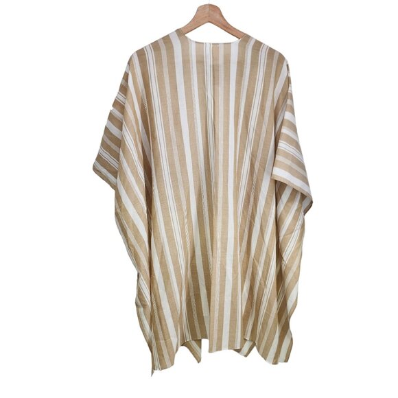 New Duluth Trading Co Women's‎ Lightweight Cape Poncho One Size OS Tan White - Picture 4 of 9